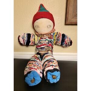 Vintage Yo Yo Cutie Doll Fabric Cloth Rag Handmade 11" Tall